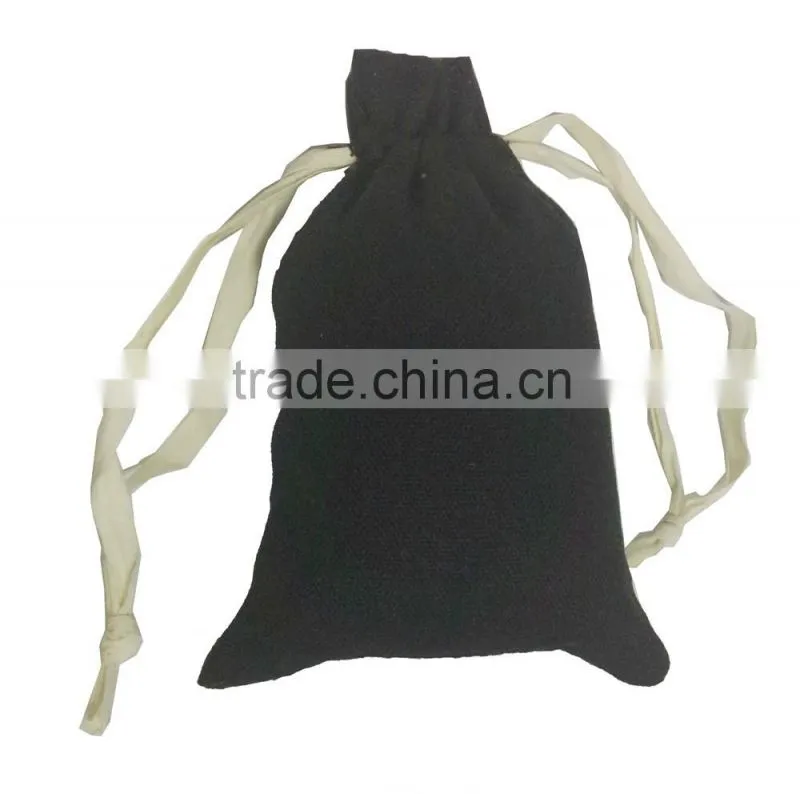 Black canvas gift drawsting candy bag