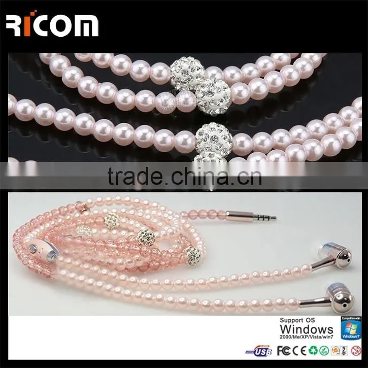 Unique design Jewelry necklace earphone for gift,promotion and retail---EO3007