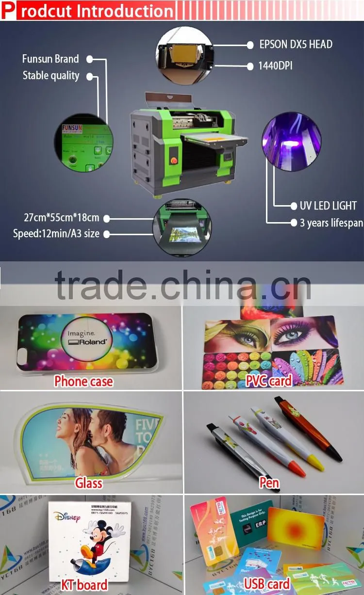 new model dx5 head a3 a4 size pvc id card printer with UV lamp 1440dpi