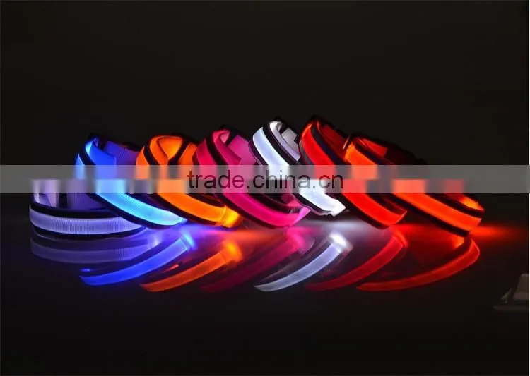 Lighted up LED Collar Striped Mesh Nylon Collar