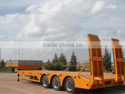 50tons Tire Uncovered Type Low Boy Trailer With Mechanical Ladders,Low Bed Truck Trailer Price (hydraulic Ladders Are Optional)
