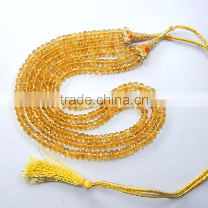 Natural Citrine Faceted Roundel Beads, Citrine Gemstone, Yellow Beads