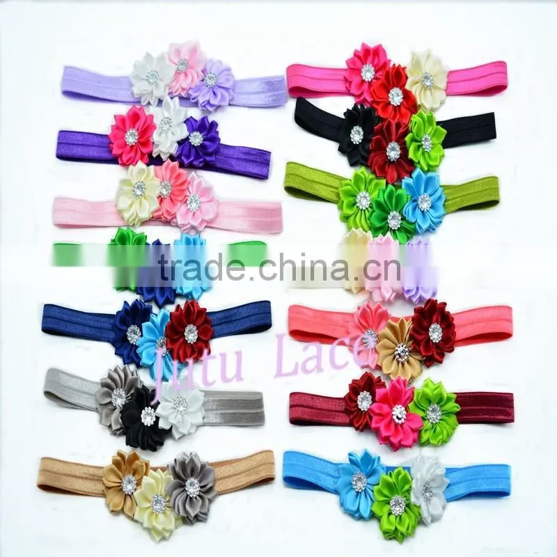 New Hot Sale!! head band with 3 satin flowers for hair accessories