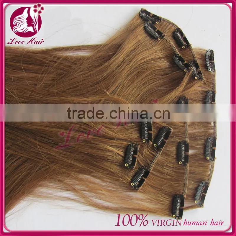 High Quality Wholesale price 100% Indian Hair Clips In Weft Hair Extensions