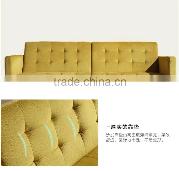 modern convertible simplistic linen futon bed, yellow