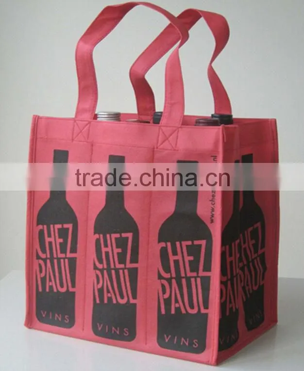 Durable Black Non-woven Shopping Bag wine bags bulk
