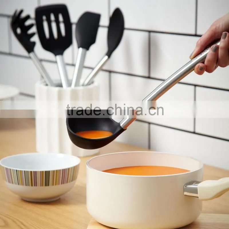 5 Piece Cooking Utensil Set Stainless Steel & Silicone Kitchen Utensils
