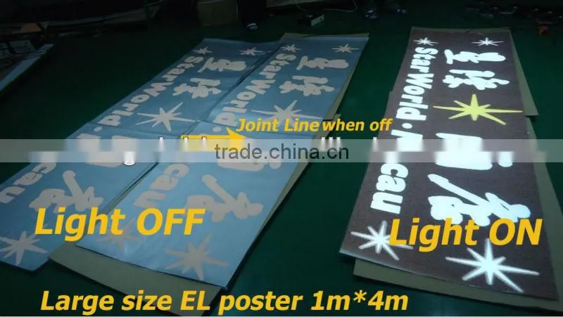 acrylic el poster / el advertising with acrylic frame ,sucked on the glass
