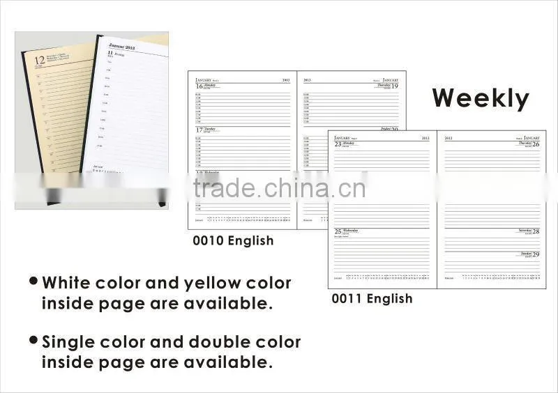 Good Quality Different Languages B5 PVC Cover Dairy Note Book/Agenda