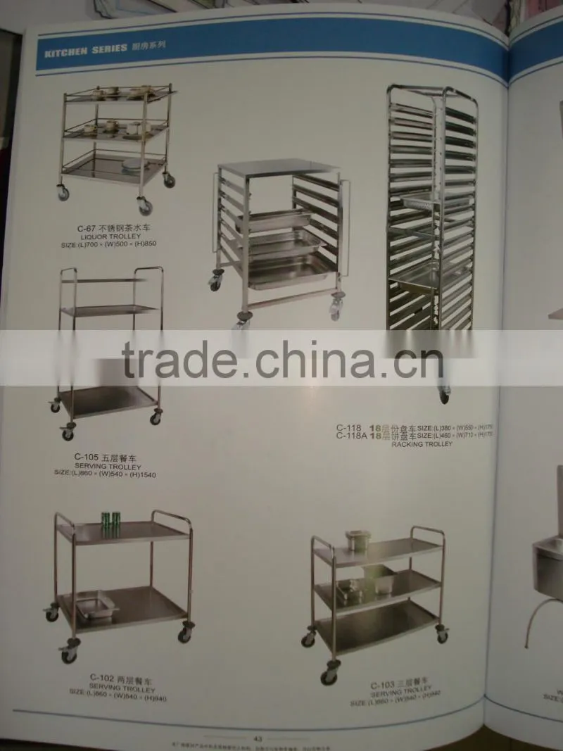 Hotel and Restaurant Stainless steel collecting trolley dish collecting cart