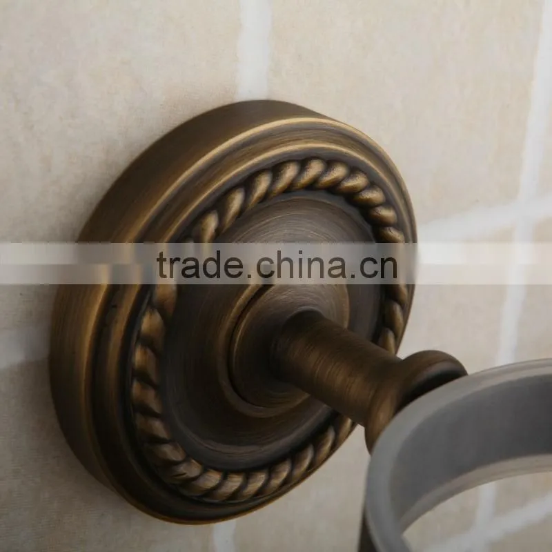 2014 Rural Design White Ceramic Antique Copper Toilet Brush Holder Collections for Bathroom