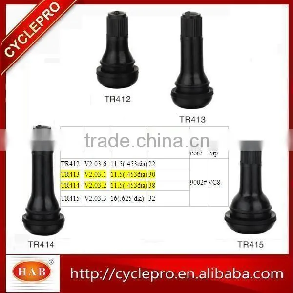 TR412 TR413 TR414 TR415 Hot selling EPDM rubber snap-in Tubeless Tyre valve