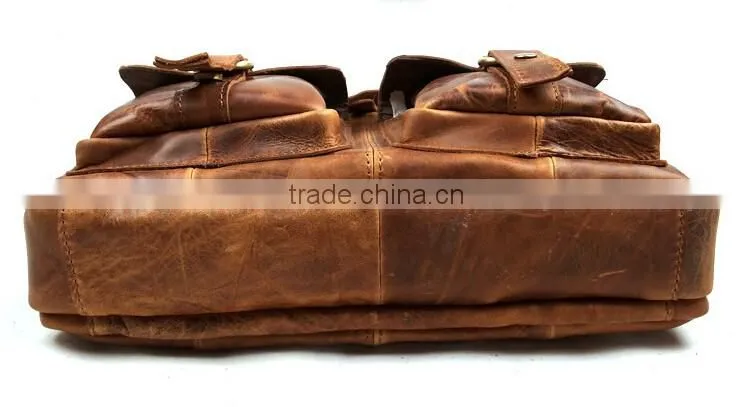 Custom design mens cowhide vintage leather tote bag handbag shoulder bag