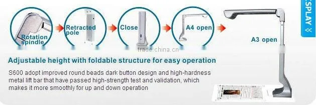 All in one Versatile Doc Scanner & Visual Presenter/ 5.0Mega pixel both A3&A4 size scanning ,document&3D Object Scanning S600