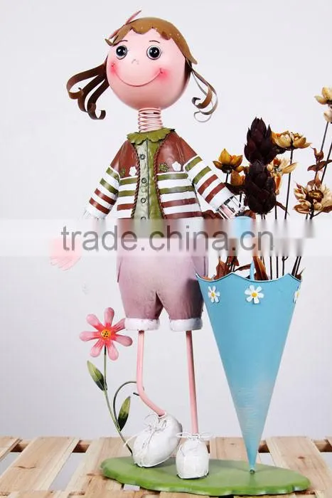 Outdoor Decoration Metal Doll Flower Pots