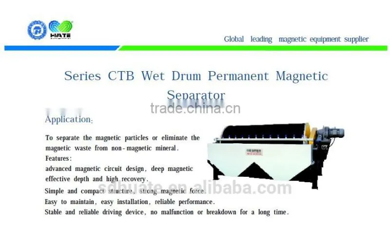 Series CTB mineral high-intensity Permanent-Magnetic wet drum magnetic Separator