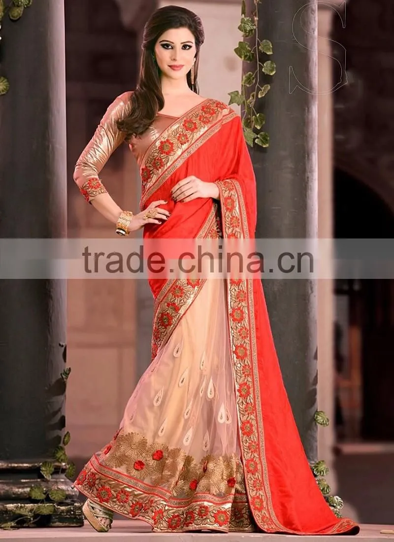 Pink Georgette On Net Lehenga Saree