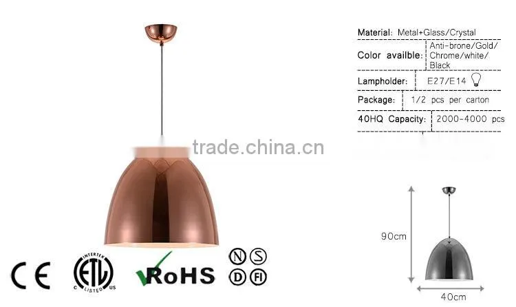 rose gold color whole metal lamp wide voltage hot sale pendant lamp