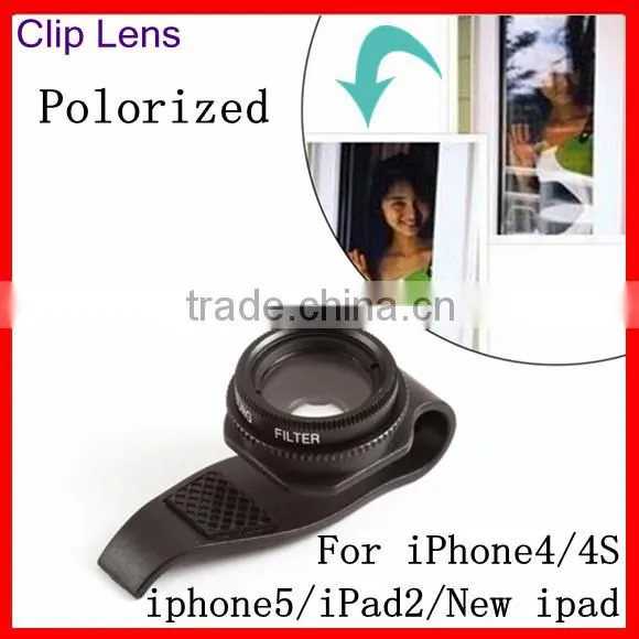 Universal clip lens polorized lens with clip for iphone4 iphone4s iphone5 ipad2 new ipad