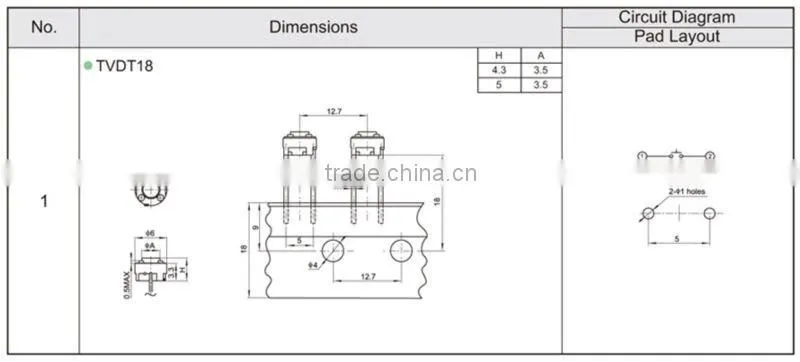 FTVDT18 6mm tact push radial taping touch switch with dimmer