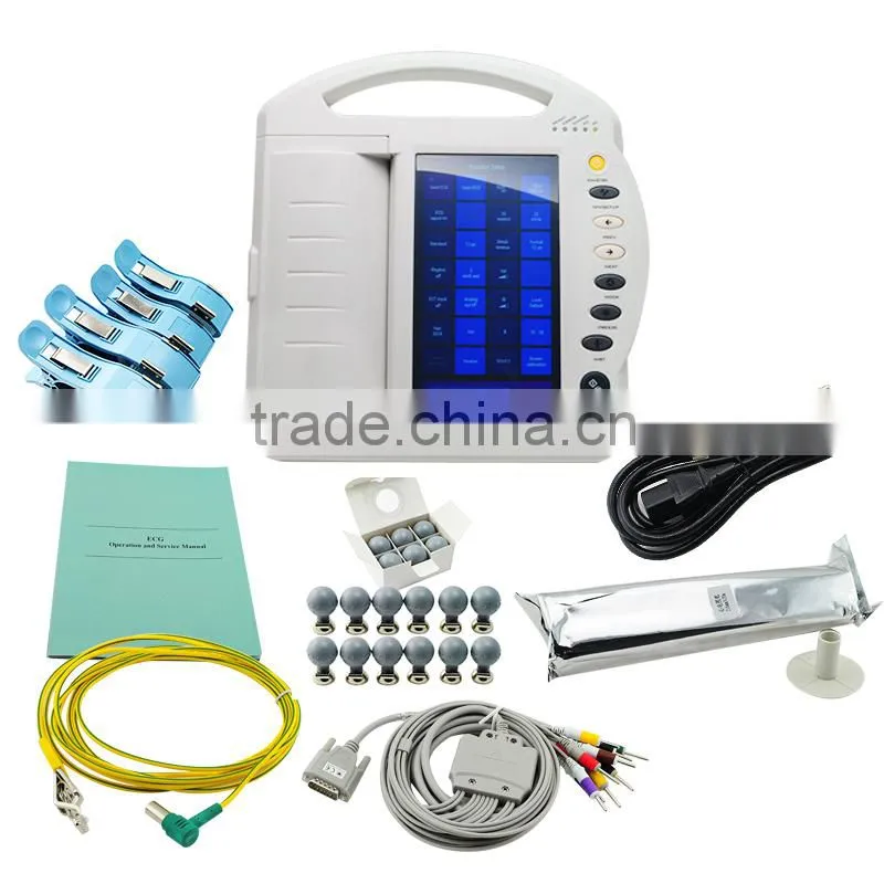 Handheld Touch Screen Digital 12 Channel 12 lead resting Electrocardiograph ECG Machine EKG monitor 1212A