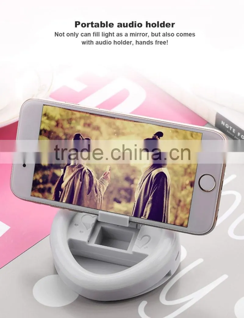 Selfie Ring Light LED Fill Light 3W 3 In 1 Cellphone Fill Light 23 LED Mini Portable Selfie Flashlight With Makeup Mirror