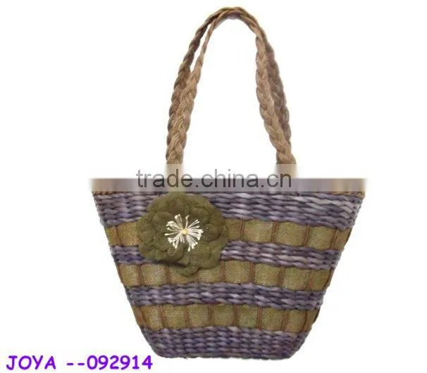 cotton print straw bag