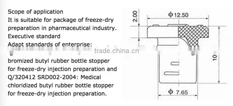 Model 20-D2 medicine rubber stopper for injection vial with PE bag packing/ TYVEK BAG