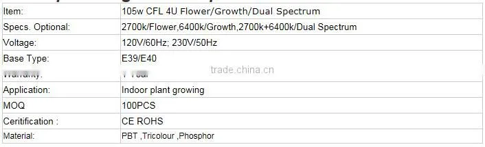 4U 105w Hydroponic CFL Light Bulbs