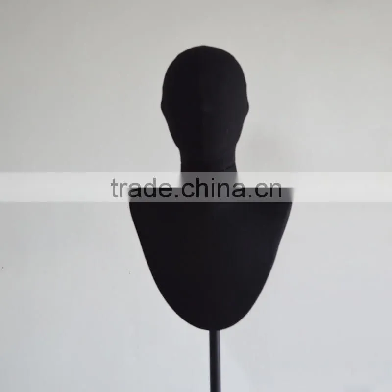 Black color man woman mannequin head shoulder two functions fabric mannequin head