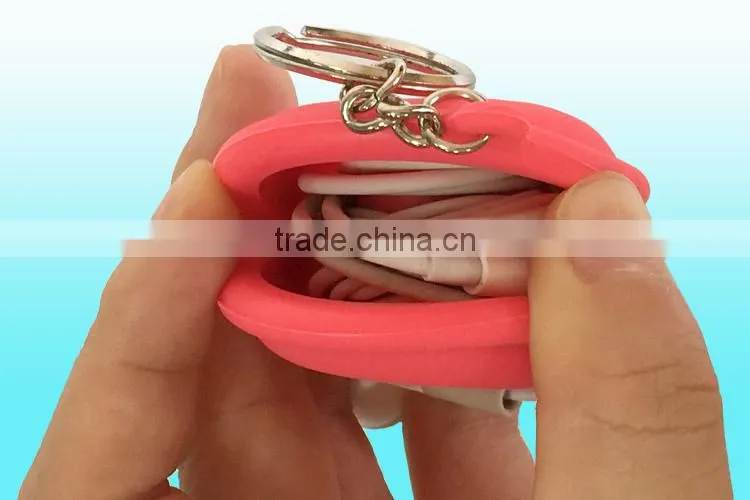 Keychain silicoen earphone holder,earphone cable winde