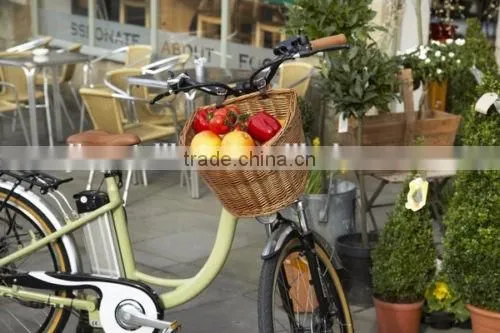 WICKER BICYCLE BASKET WITH LEATHER STRAPS BIKE / CYCLE SHOPPING