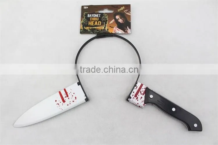Halloween Bloody Knife Headband bayonet thru head