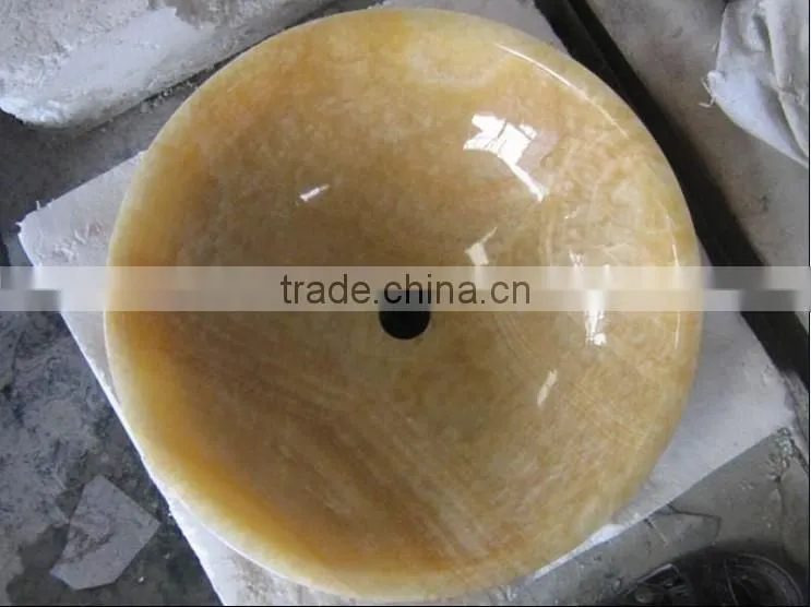 Yellow Marble Basin for Bathroom