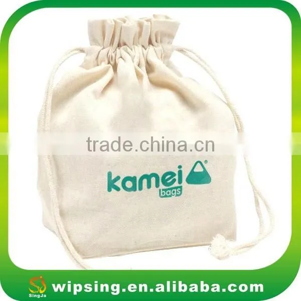 Organic Large Cotton Canvas Drawstring Bag with Logo Printed