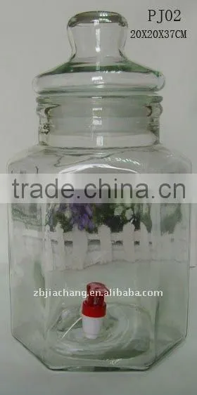 PJ02 hexagon clear glass beverage dispenser with stand