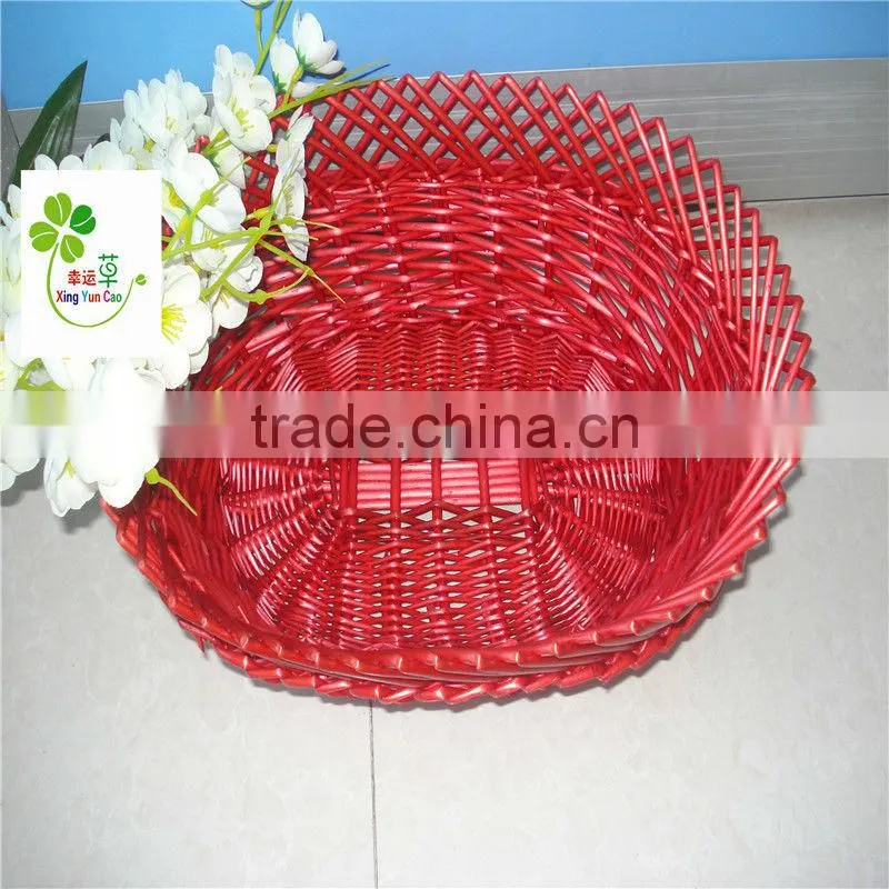 set of 3 color wicker storage fruit basket