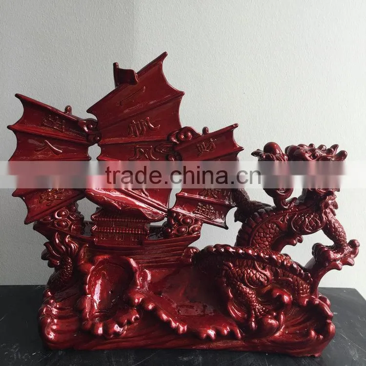 Resin sailing boat sculpture