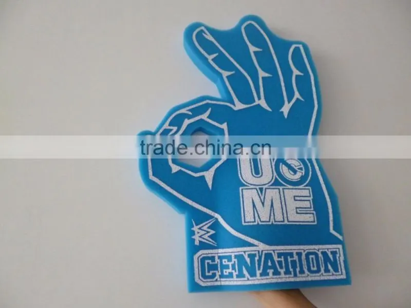 orange OKAY shape design sponge Foam Hand gloves