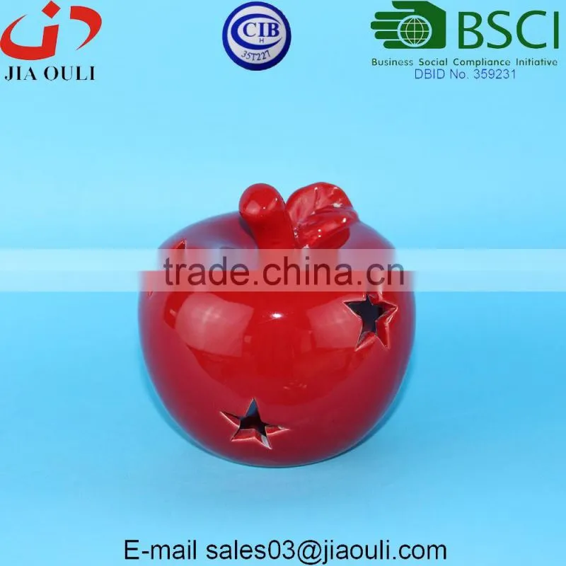 BSCI Audit Factory decorative Ceramic Apple, Ceramic white Apple Decorative Fruit