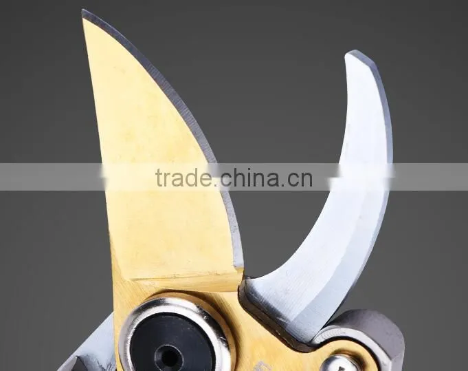 hot sale garden Ratchet Pruner with gold yellow coating
