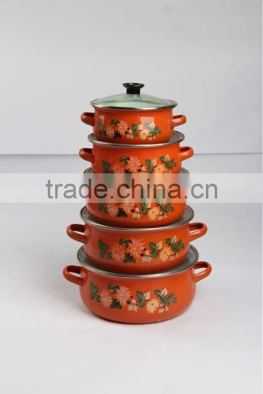 673DG 16-24CM enamel casserole cookware with glass lid