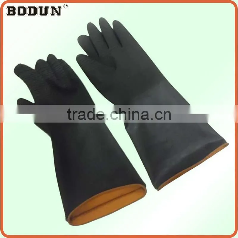 A3020 muti-grams long black latex industrial gloves