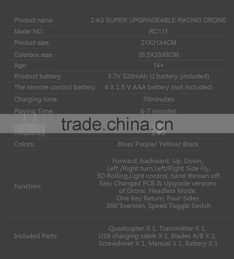 2.4G Multifunctional Rc Racing Drone High Speed Drone Professional