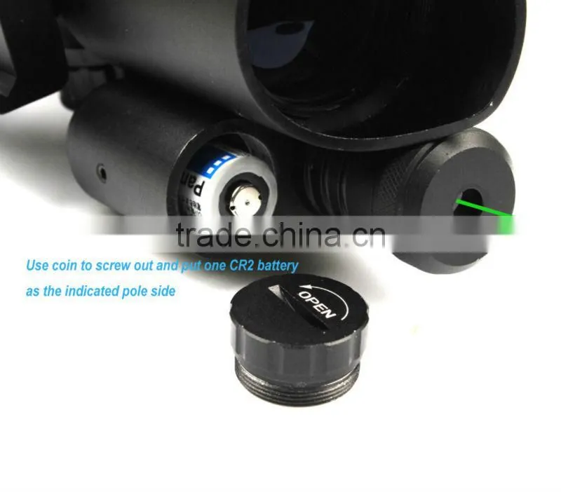 Tactical compact 1.5-5X32 riflescope red/green illuminated Mil-Dot Reticle with side attached green laser scope combo