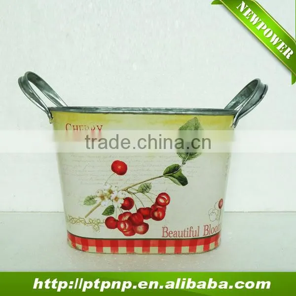 newest metal zinc flower pot with printing