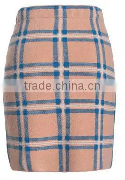 autumn/winter yarn dyed 100% wool beautiful long skirts with check in knit
