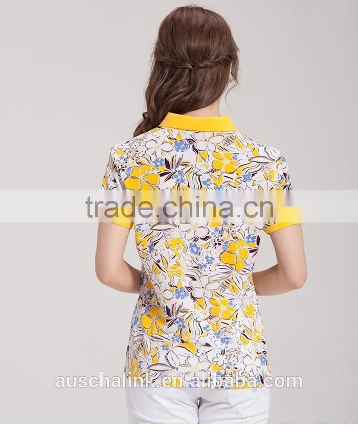 2016 new designs lady colorful polo t shirt factory price
