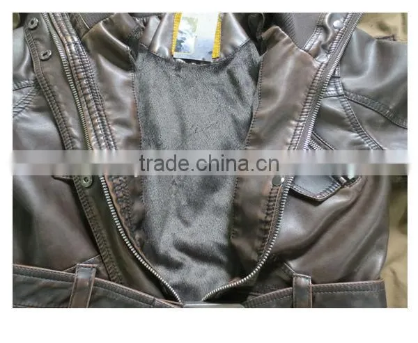Artificial leather Jacket lady with belt