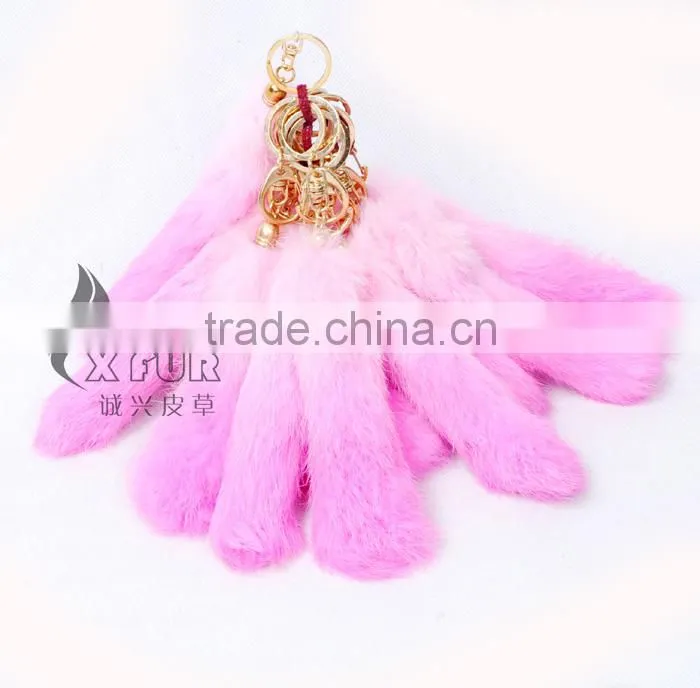 CX-R-39C Wholesale Dip Dyed Genuine Rabbit Fur Keychain
